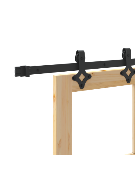 Porta Scorrevole  con set di ferramenta 73.5x198.5 cm Legno Massello di Pino, Porta Interna  con Vetro 'ORKDAL'73.5x198.5x4 cm L
