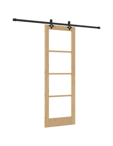 Porta scorrevole  con set di accessori 73.5x211 cm Legno massello di pino, Porta interna  con vetro 'ORKDAL'73.5x211x4 cm Legno 