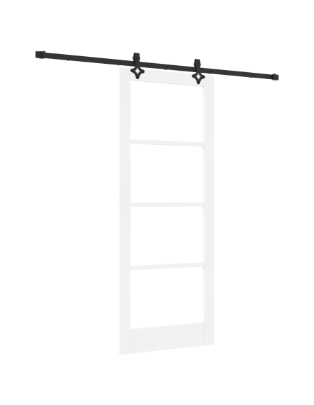 Set di Porte Scorrevoli  Bianco 83x211 cm in Legno Massello di Pino, Porta Interna  con Vetro 'ORKDAL'Bianco 83x211x4 cm
