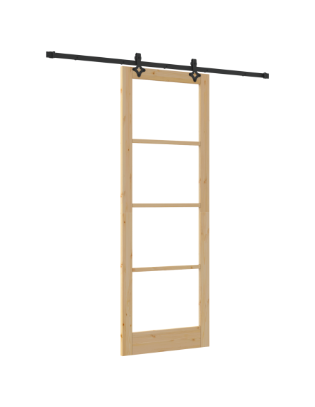 Porta scorrevole  con set di accessori 83x232 cm in legno massello di pino, Porta interna  con vetro 'ORKDAL'83x232x4 cm in legn