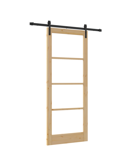 Porta scorrevole  con kit hardware 'ORKDAL'86x211 cm, Porta interna  con vetro 'ORKDAL'86x211x4 cm in legno massello di pino