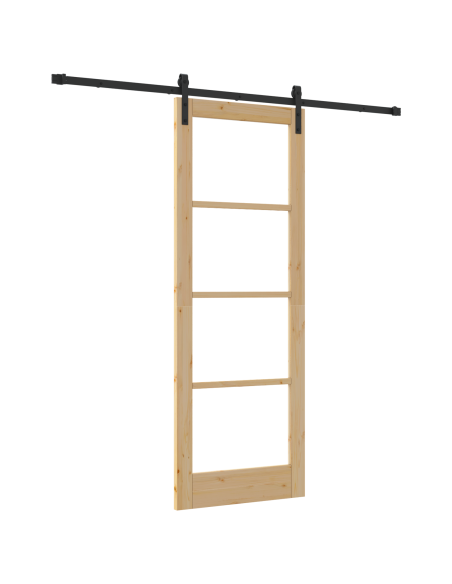 Porta Scorrevole  con set hardware 'ORKDAL'78x211 cm, Porta Interna  con vetro 'ORKDAL'78x211x4 cm in Legno Massello di Pino