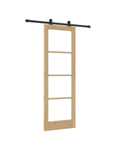 Porta Scorrevole  con Set di Ferramenta 'ORKDAL'73.5x211 cm, Porta Interna  con Vetro 'ORKDAL'73.5x211x4 cm in Legno Massello di