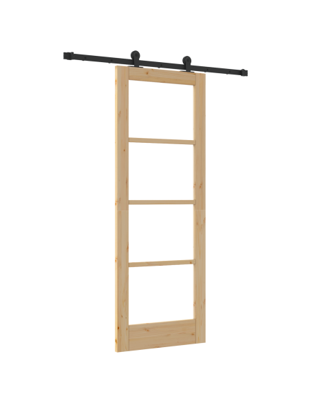 Porta Scorrevole  con Set di Accessori ORKDAL 73,5x198,5 cm, Porta Interna  con Vetro ORKDAL 73,5x198,5x4 cm in Legno Massello d