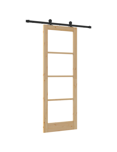 Porta Scorrevole  con Set di Accessori 'ORKDAL'78x211 cm, Porta Interna  con Vetrata 'ORKDAL'78x211x4 cm in Legno Massello di Pi