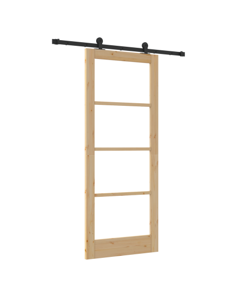 Porta scorrevole  con set hardware "ORKDAL" 83x202 cm, Porta interna  con vetro "ORKDAL" 83x202x4 cm in legno massello di pino