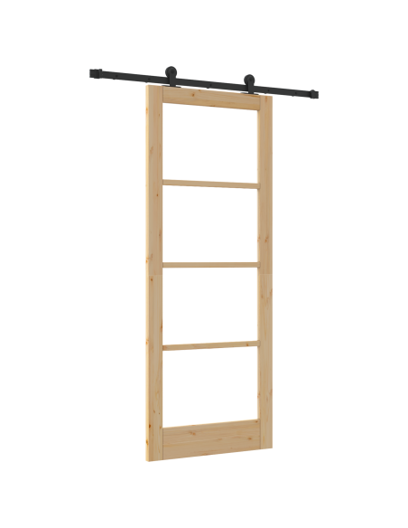 porta scorrevole  con accessori 'ORKDAL'83x211 cm, Porta interna  con vetro 'ORKDAL'83x211x4 cm in legno massello di pino