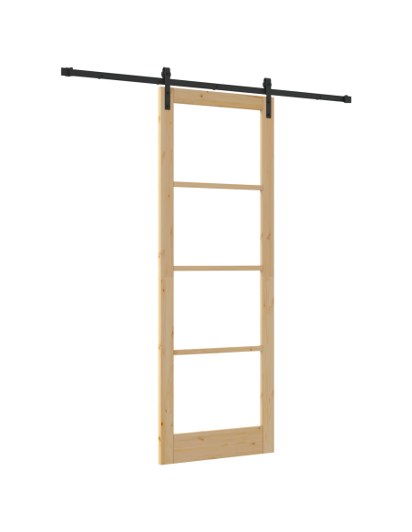 Porta scorrevole  con set di accessori 'ORKDAL'83x232 cm, Porta interna  con vetro 'ORKDAL'83x232x4 cm in legno massello di pino