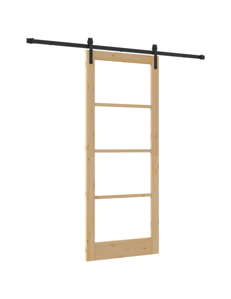Porta Scorrevole  con kit hardware 'ORKDAL'86x211 cm, Porta Interna  con vetro 'ORKDAL'86x211x4 cm in legno massello di pino