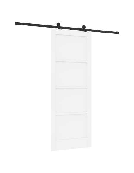 Porta Scorrevole con Set Hardware "ORKDAL" Bianca Legno Massiccio Pino