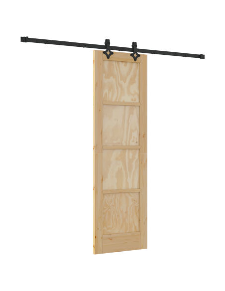 Set di Porta Scorrevole con Ferramenta 'ORKDAL'in Legno Solido di Pino, Porta Interna 'ORKDAL'61x198,5 cm in Legno Solido di Pin