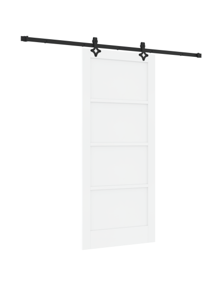 Porta Scorrevole con Set Hardware 'ORKDAL'Bianco Legno Massello Pino