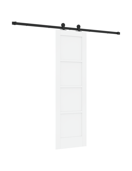 Porta Scorrevole con Set di Hardware 'ORKDAL'Bianco Legno Massello di Pino