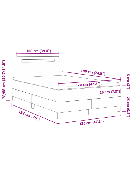 Letto a Box Spring  con Materasso Grigio Matrimoniale in Faux Pelle, Testiera  Design Semplice Grigia 100 cm in Faux Pelle