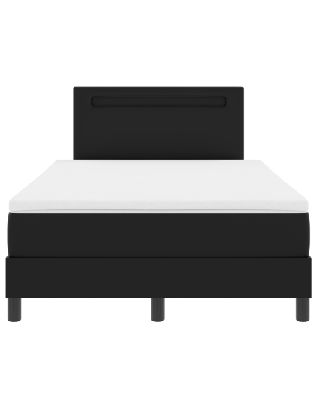 Letto a Molle  con Materasso Nero Matrimoniale Piccolo in Ecopelle, Testiera  Design Piani Nera 100 cm in Ecopelle