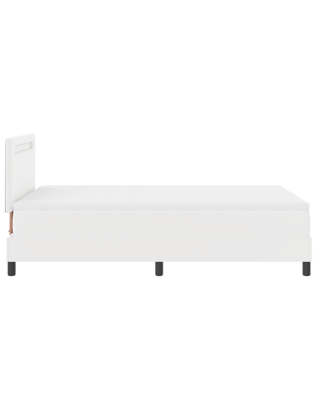 Letto a molle  con materasso bianco matrimoniale piccolo in similpelle, Testata  design semplice bianco puro 100 cm in similpell