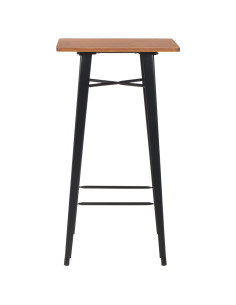 Tavolo da Bar Nero 60x60x108cm Legno Massello di Pino e Acciaio 2