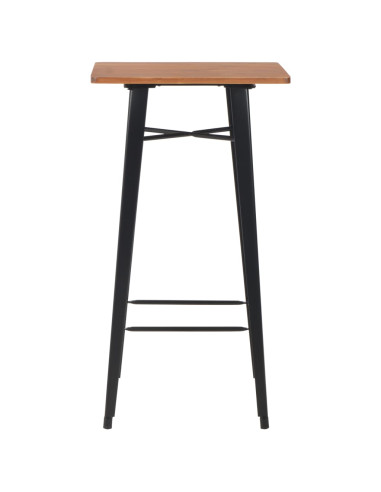 Tavolo da Bar Nero 60x60x108cm Legno Massello di Pino e Acciaio