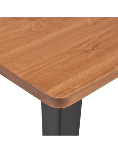 Tavolo da Bar Nero 60x60x108cm Legno Massello di Pino e Acciaio