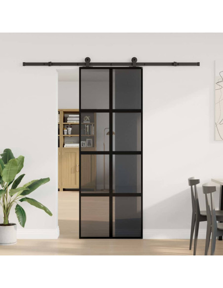 Porta Scorrevole Ferramenta 76x205 cm Vetro Temperato Alluminio