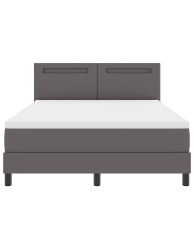 Letto a molle con materasso Grigio 160 x 200 cm Pelle sintetica
