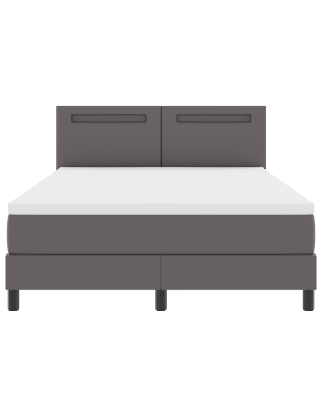 Letto Box Spring con Materasso Grigio 160x200 cm in Pelle Sintetica