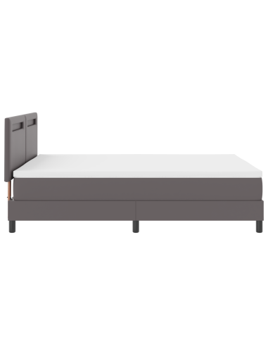 Letto a molle con materasso Grigio 160 x 200 cm Pelle sintetica