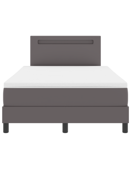 Letto Box Spring con Materasso Grigio 120x200 cm Pelle sintetica, Testiera  Design semplice Grigia 100 cm Pelle sintetica