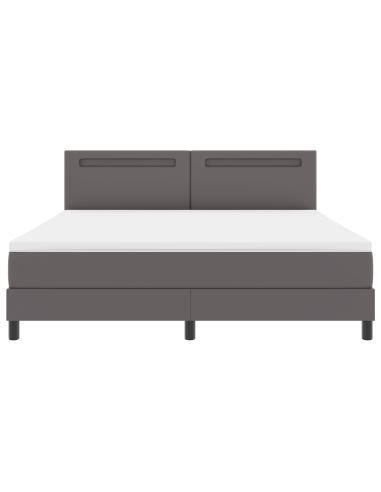Letto a molle con materasso Grigio 180 x 200 cm Pelle sintetica