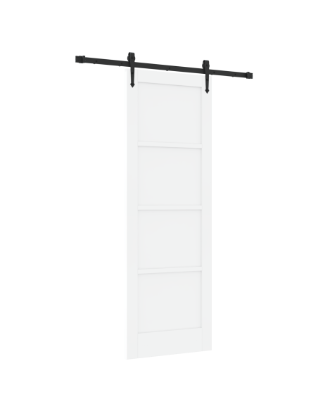 Porta Scorrevole  con Set di Accessori 'ORKDAL'Legno Solido Bianco di Pino, Porta Interna  'ORKDAL'Bianco 73.5x211x4 cm Legno So
