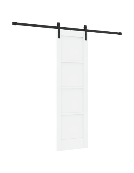Porta Scorrevole con Set di Ferramenta Bianca 61x198,5 cm in Legno Massello di Pino