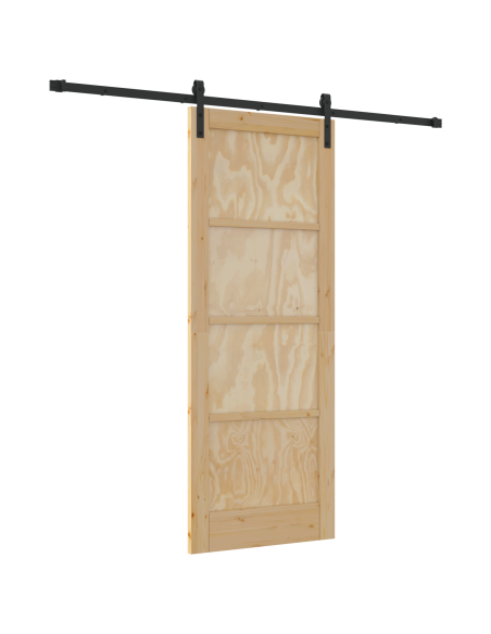 Porta Scorrevole  con Set di Ferramenta 78x202 cm Legno Massello di Pino, Porta Interna  'ORKDAL'78x202x4 cm Legno Massello di P