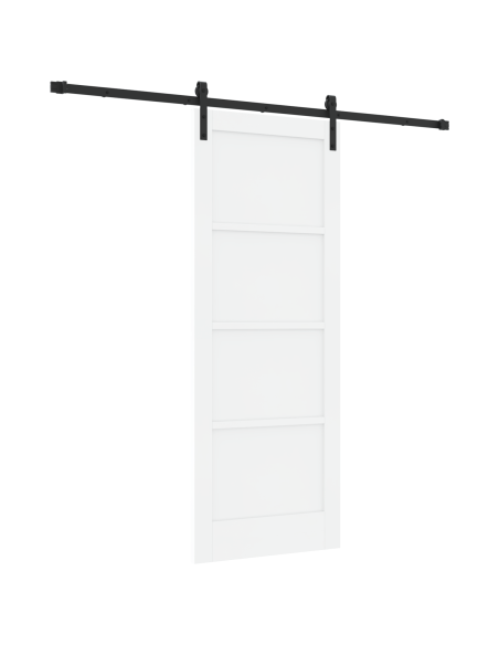 Porta Scorrevole  con Set di Accessori Bianco 78x202 cm Legno Massiccio Pino, Porta Interna  ‘ORKDAL’ Bianca 78x202x4 cm Leg