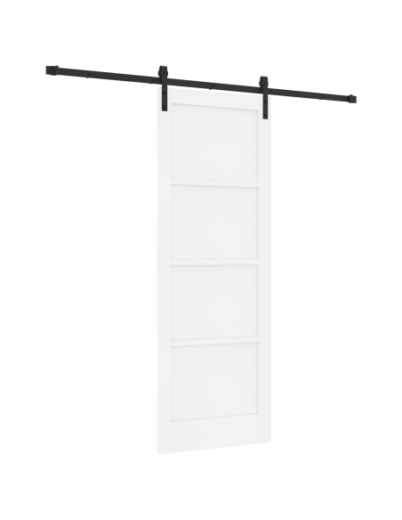 Porta Scorrevole con Set di Componenti Bianchi 78x211 cm Legno Massiccio di Pino