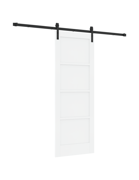 Porta Scorrevole  con Set di Hardware Bianco 73.5x198.5 cm Legno Massello di Pino, Porta Interna  'ORKDAL'Bianca 73.5x198.5x4 cm