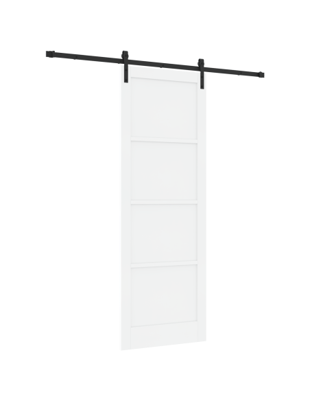 Porta Scorrevole con Set di Hardware Bianco 83x232 cm Legno Massello di Pino