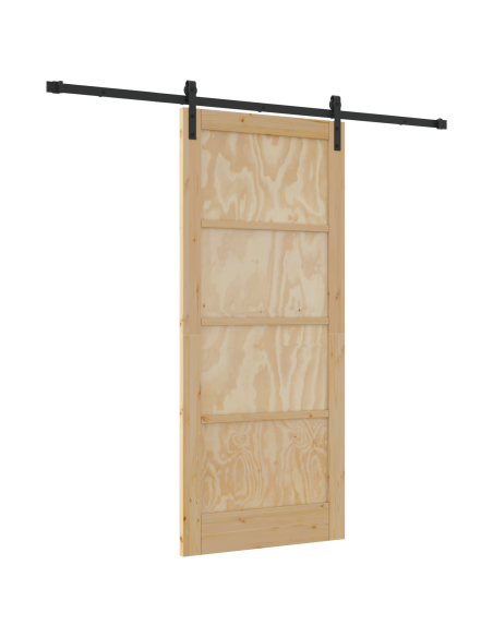 Porta Scorrevole  con Set di Accessori 86x198,5 cm Legno Massello di Pino, Porta Interna  "ORKDAL" 86x198,5x4 cm Legno Massello 