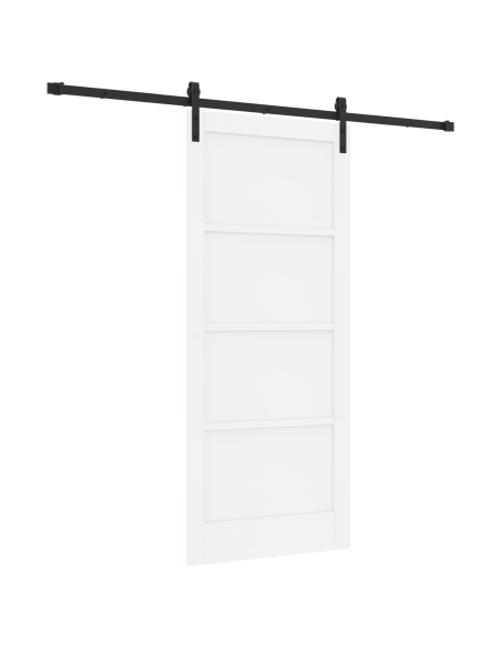 Porta Scorrevole con Set Hardware Bianca 86x198.5 cm Legno Massello di Pino