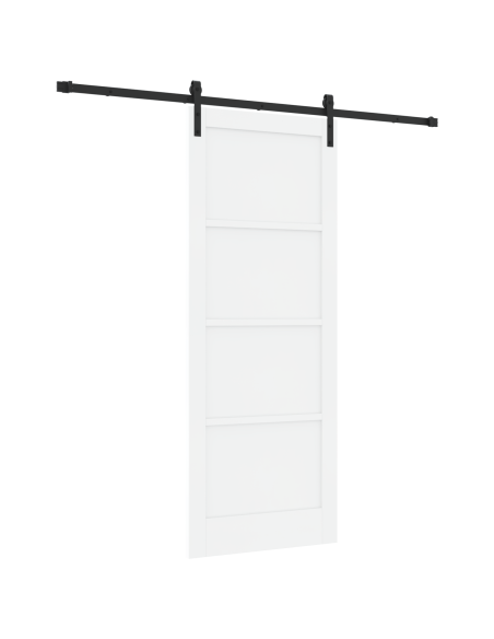 Porta scorrevole  con set di accessori bianca 83x211 cm in legno massello di pino, Porta interna  'ORKDAL'bianca 83x211x4 cm in 