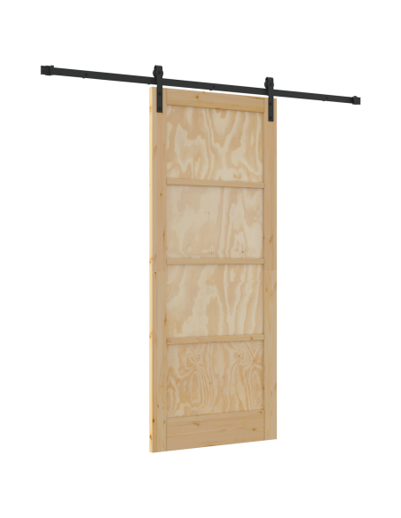 Porta Scorrevole  con Set di Fissaggi 83x202 cm Legno Massello Pino, Porta Interna  'ORKDAL'83x202x4 cm Legno Massello Pino