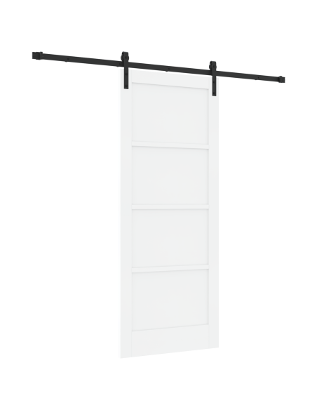Porta Scorrevole con Set Hardware Bianco 83x202 cm Legno Massello Pino