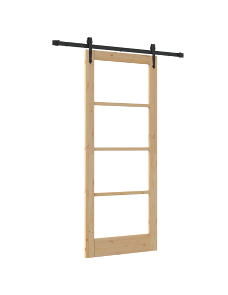 porta scorrevole  con set di accessori 'ORKDAL'83x202 cm, porta interna  con vetro 'ORKDAL'83x202x4 cm in legno massello di pino