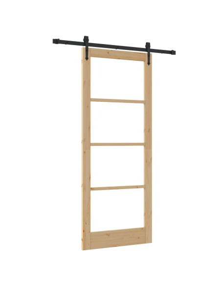 Porta Scorrevole  con Set di Ferramenta 'ORKDAL'86x211 cm, Porta Interna  con Vetro 'ORKDAL'86x211x4 cm Legno Massello di Pino