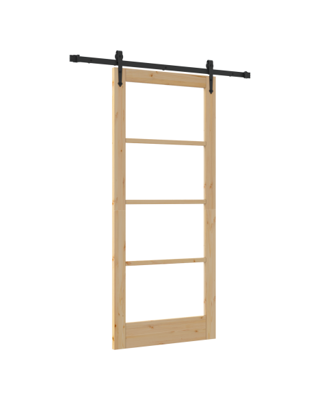 Porta Scorrevole  con Set di Hardware 'ORKDAL'86x198,5 cm, Porta Interna  'ORKDAL'86x198,5x4 cm Legno Massello di Pino