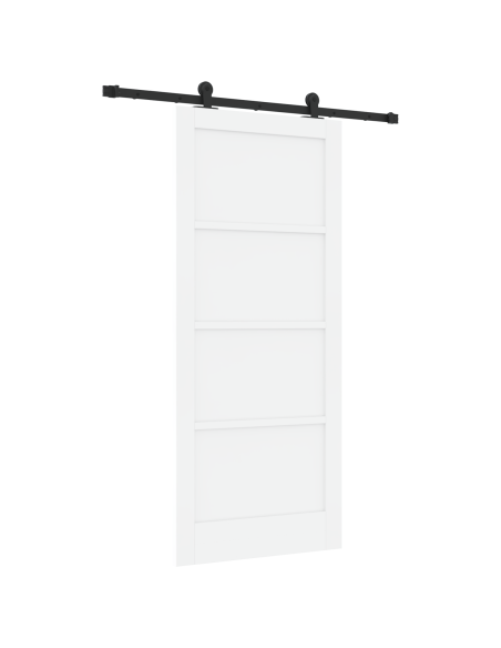 Porta Scorrevole  con Set di Accessori 'ORKDAL'in Legno Massello Bianca, Porta Interna  'ORKDAL'Bianca 86x198,5x4 cm in Legno Ma