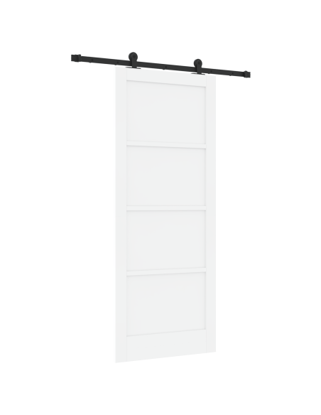 Porta Scorrevole  con Set di Accessori 'ORKDAL'Bianco in Legno Massello di Pino, Porta Interna  'ORKDAL'Bianco 86x211x4 cm in Le