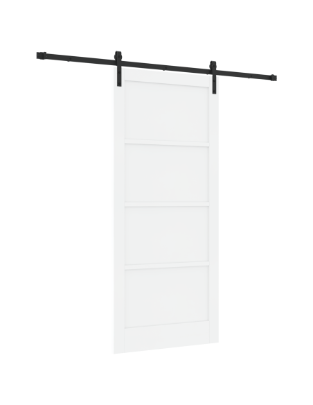 Porta Scorrevole con Set Hardware Bianca 93x211 cm Legno Massello di Pino