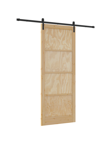 Porta Scorrevole con Set di Ferramenta 93x232 cm Legno Massello di Pino
