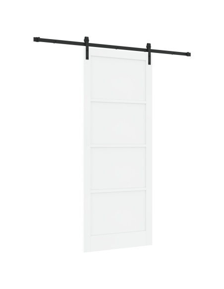 Porta Scorrevole  con Set di Hardware Bianca 93x232 cm in Legno Massello di Pino, Porta Interna  'ORKDAL'Bianca 93x232x4 cm in L