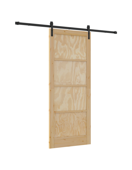 Porta Scorrevole  con Set di Ferramenta 86x211 cm Legno Massiccio di Pino, Porta Interna  'ORKDAL'86x211x4 cm Legno Massiccio di